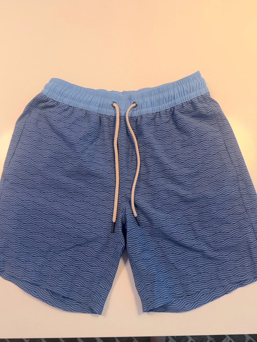 Fair Harbor Light Blue Wave-Pattern Drawstring Athletic Shorts! VGUC! Small